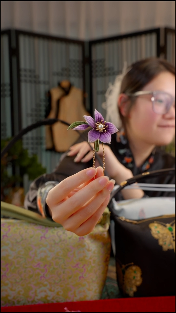 刺绣苏绣非遗绒花饰品