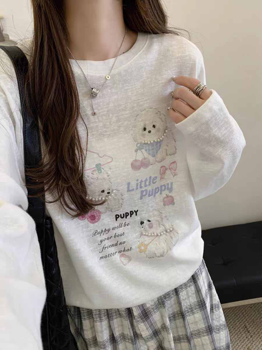 韩系定制长袖T恤女宽松休闲百搭打底上衣 2190-2205