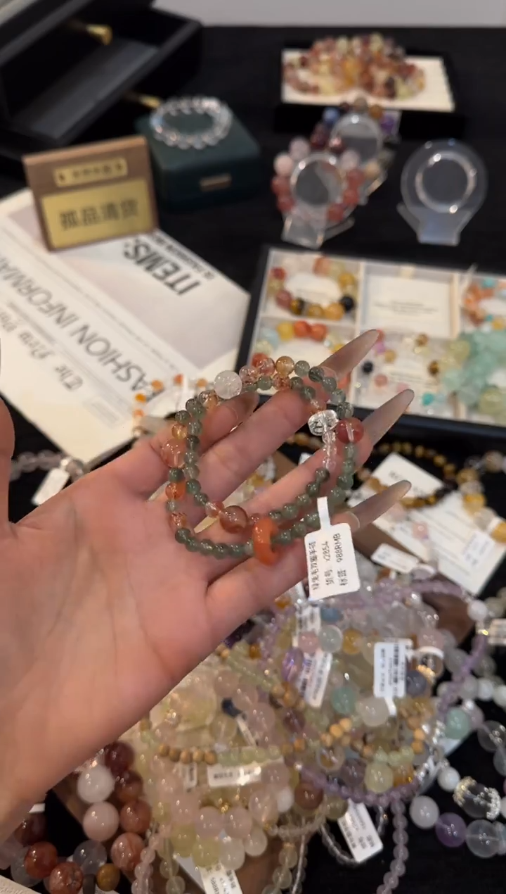 合金手链水晶绿发2854