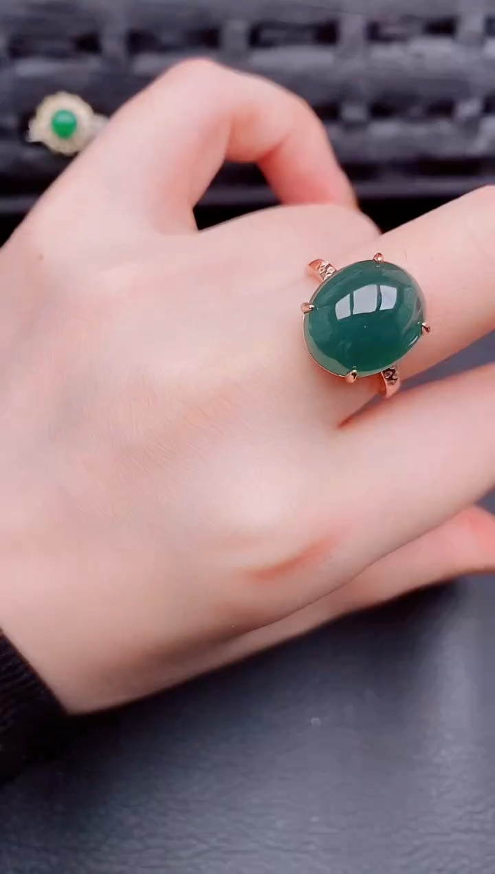 【闪购商品】翡翠戒指银S925镶嵌天然a货翡翠413