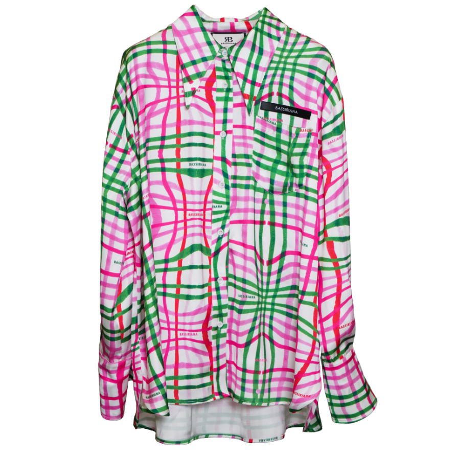 小尧【BASSIRIANA】设计师款法式高级气质红绿格纹衬衫上衣210469