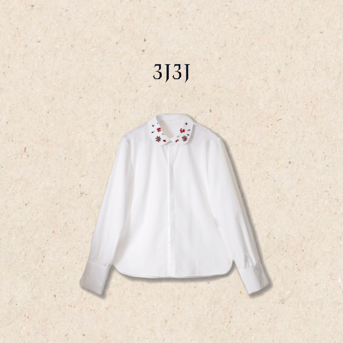 【小红花】钉珠娃娃领翻领常规百搭基础版长袖衬衫A051466