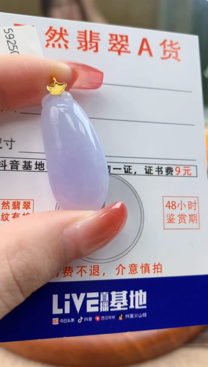 颈饰18K金镶嵌翡翠天然A货翡翠挂件