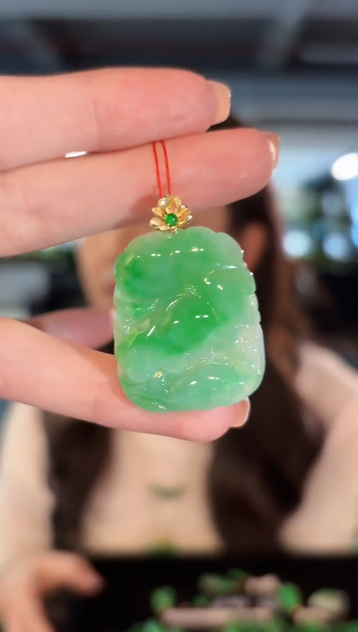 颈饰18K金镶嵌翡翠 缅甸A货/支持复检/一件