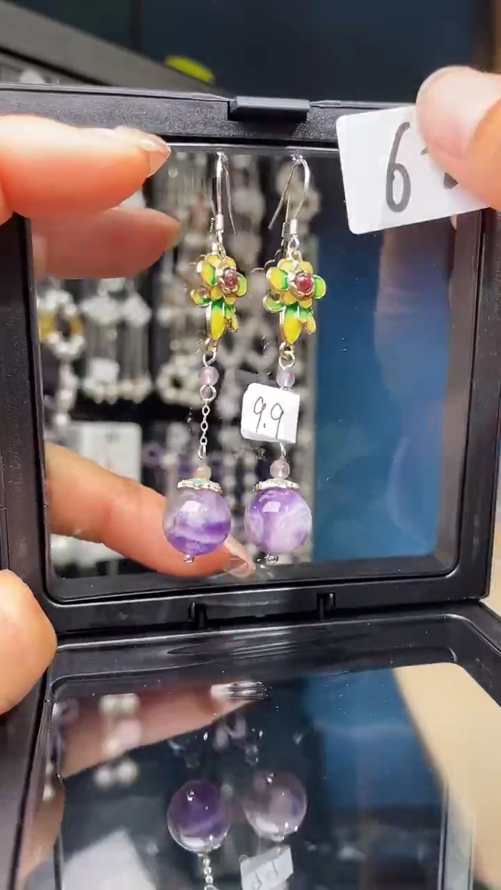 未镶嵌耳饰紫晶喜欢拍