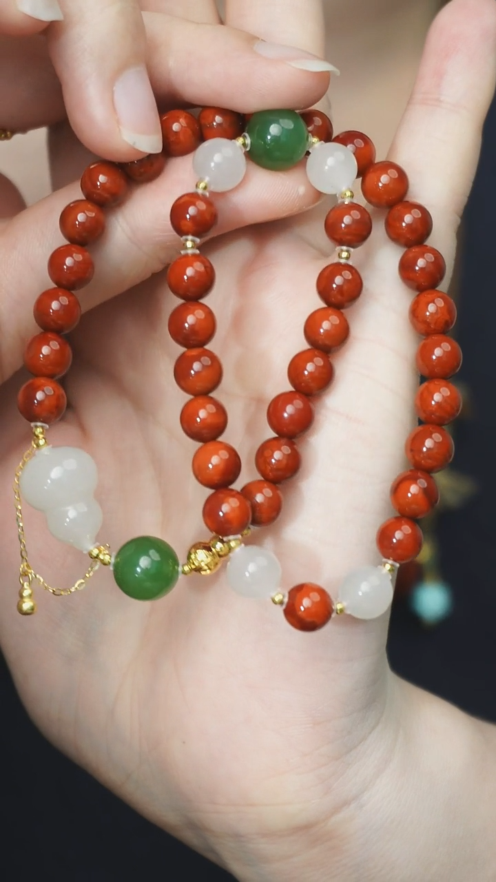 手链18K金镶嵌南红玛瑙中号