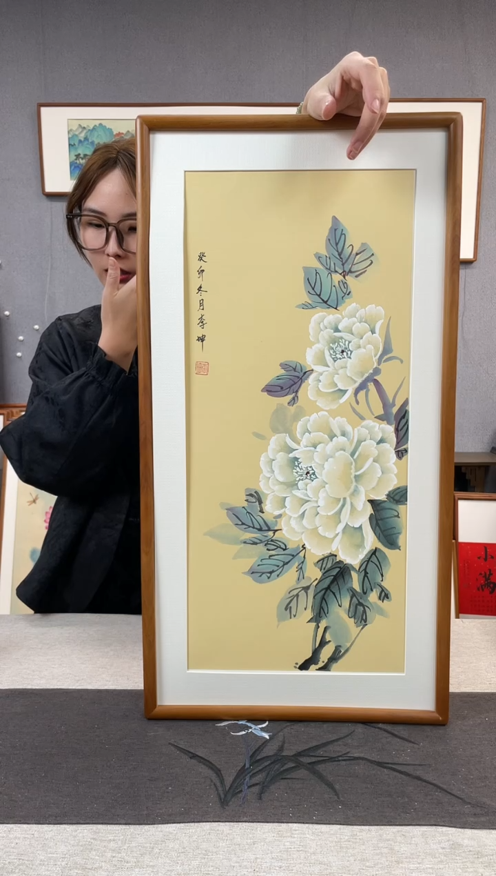 【闪购商品】国画手写手绘带框作品-35*68-