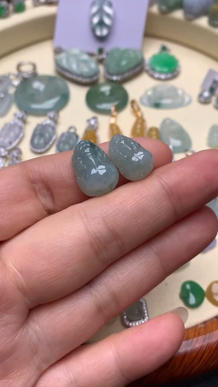 【闪购商品】翡翠颈饰未镶嵌翡翠貔貅2个