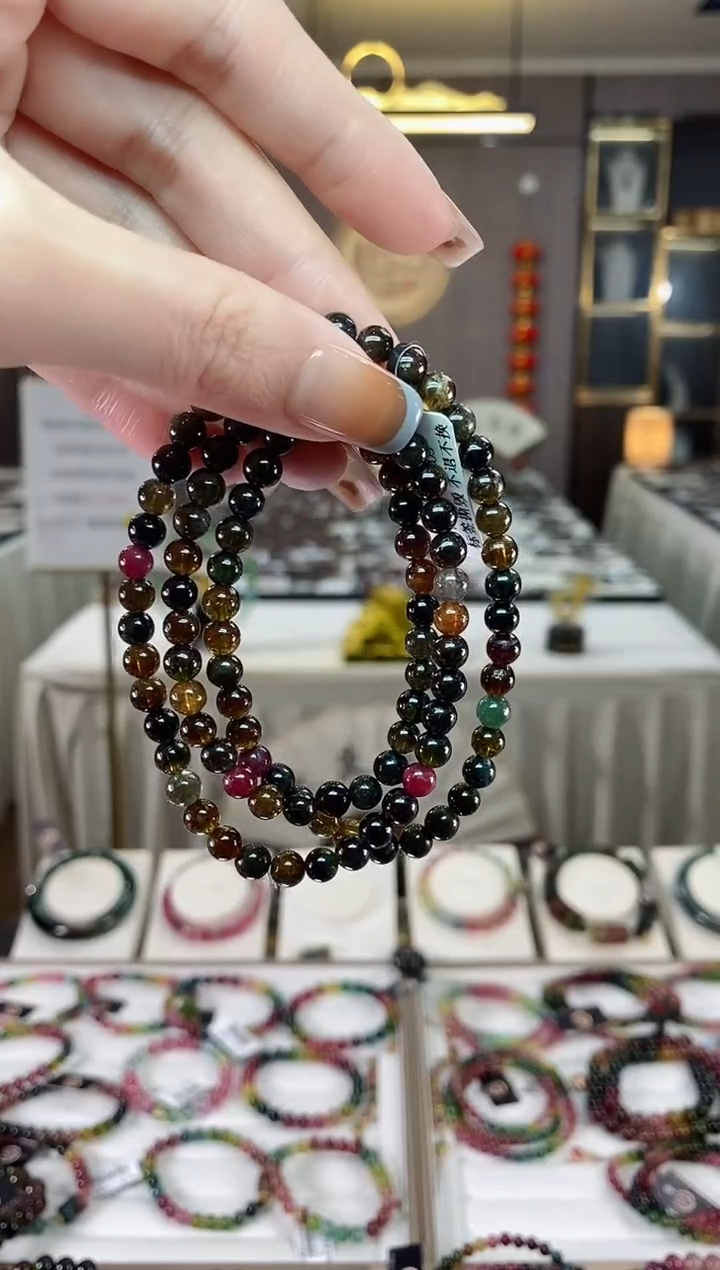 【闪购商品】碧玺三圈手串5mm+未镶嵌一物一证dan
