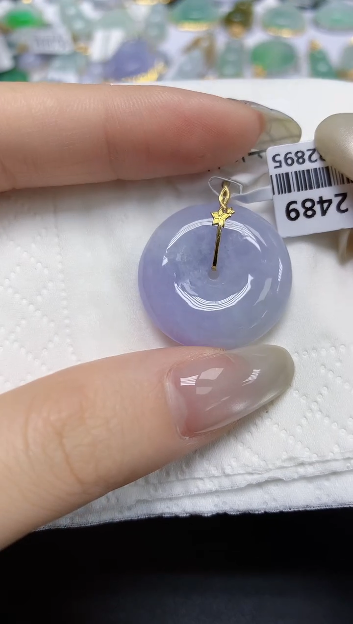 【闪购商品】翡翠18K金镶嵌颈饰天然缅甸翡翠A货