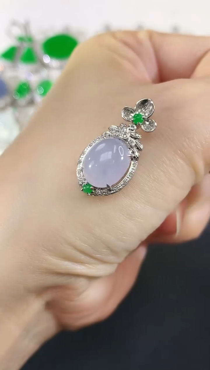 吊坠(不含链)18K金镶嵌翡翠21|2500