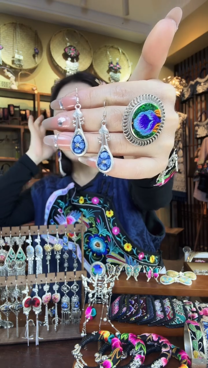 刺绣非遗刺绣民族风耳环