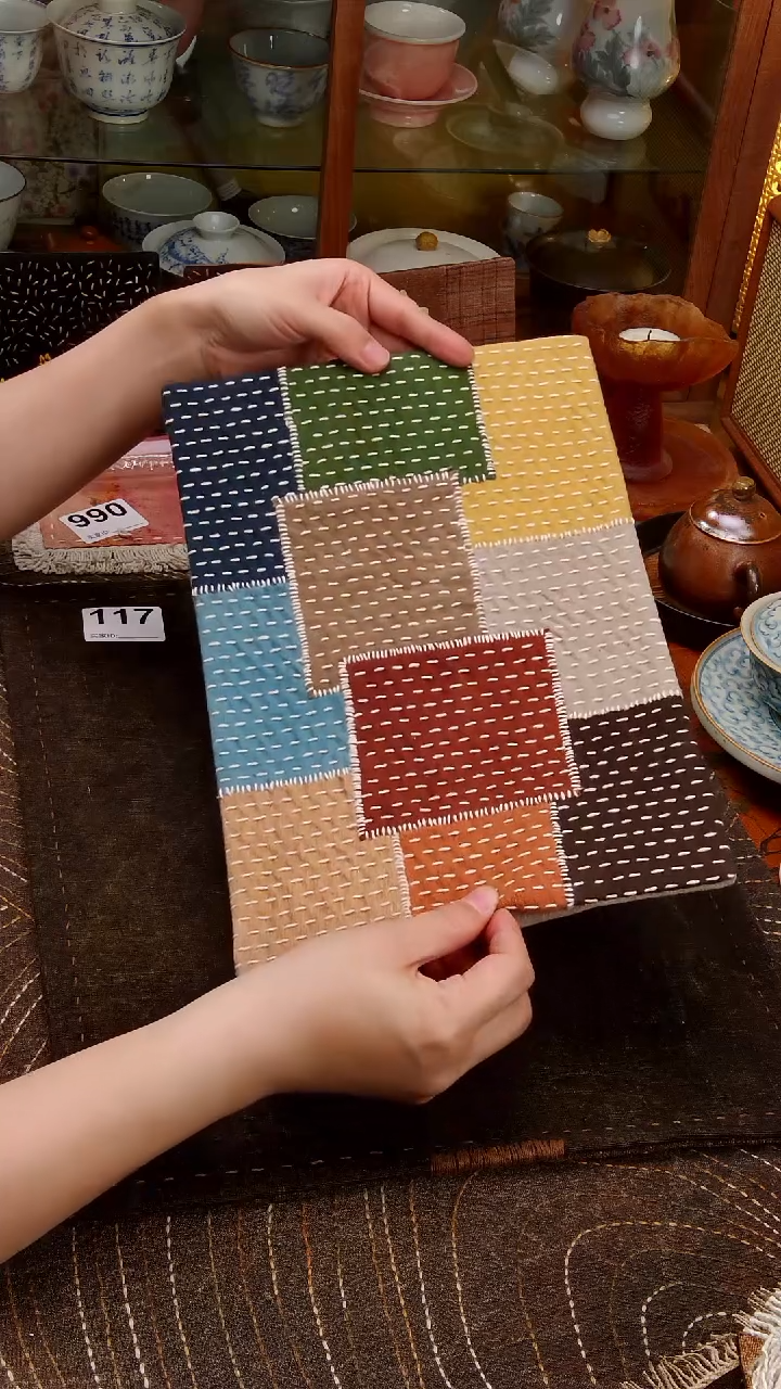 Cici手作刺子绣壶垫杯垫-087