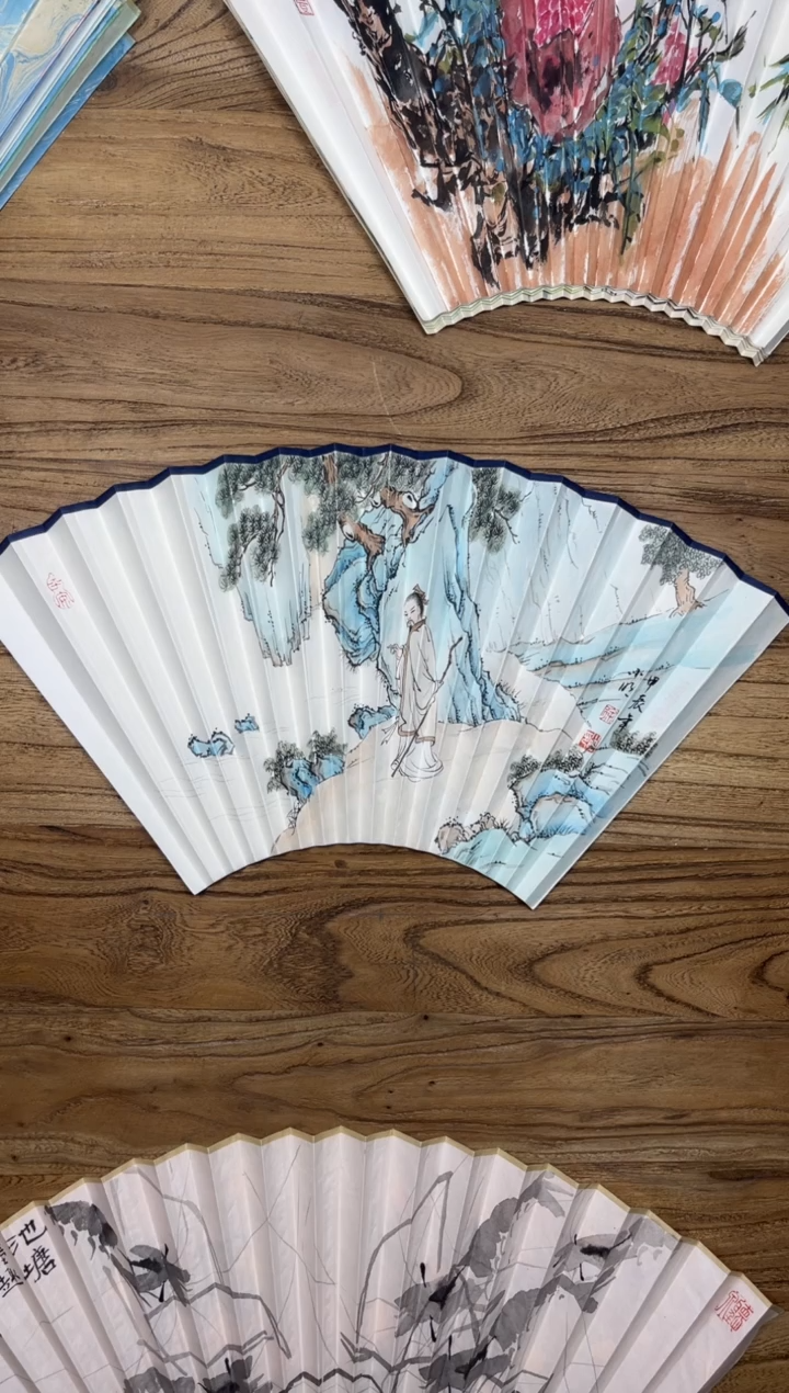 【闪购商品】扇子16方泽黎长物宣纸扇面