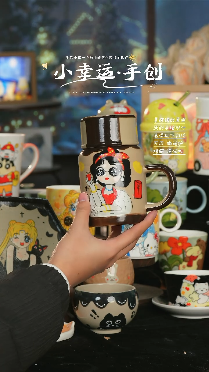 【闪购商品】小幸运纯手工手绘陶瓷