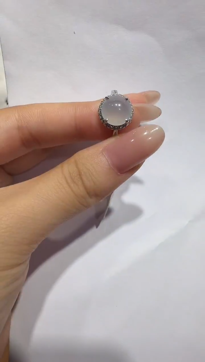 银S925镶嵌戒指翡翠925银镶翡翠戒指镶嵌65