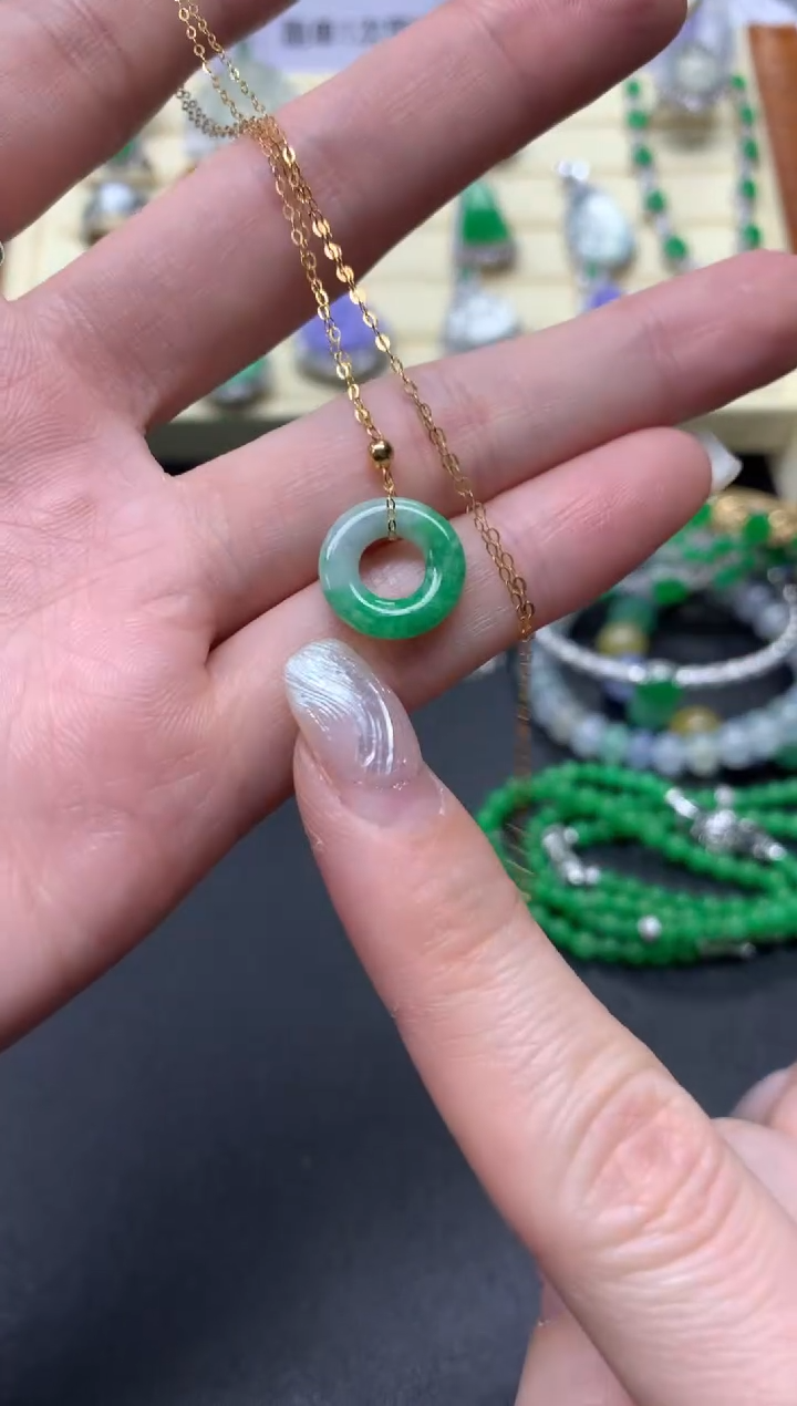 【闪购商品】翡翠套链18K金镶嵌套链|400+40