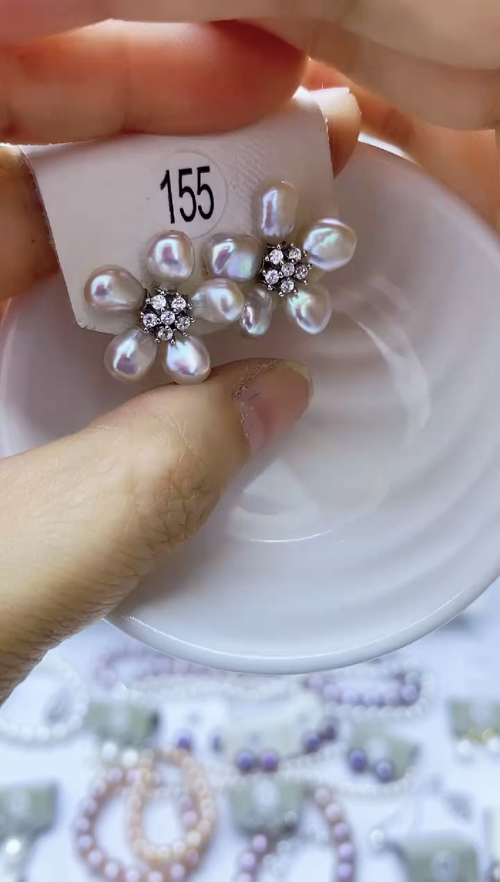 银S925镶嵌海水珍珠耳饰155