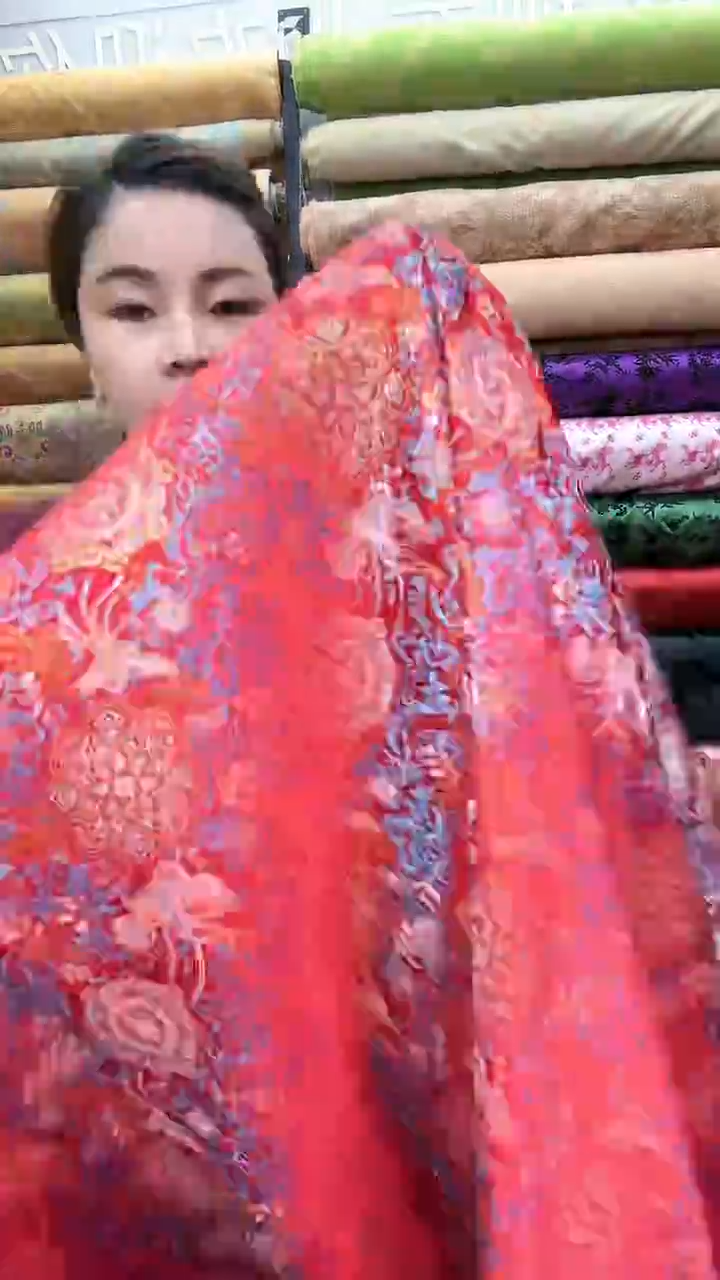 47号红色凤凰宝相花宋锦1.5米