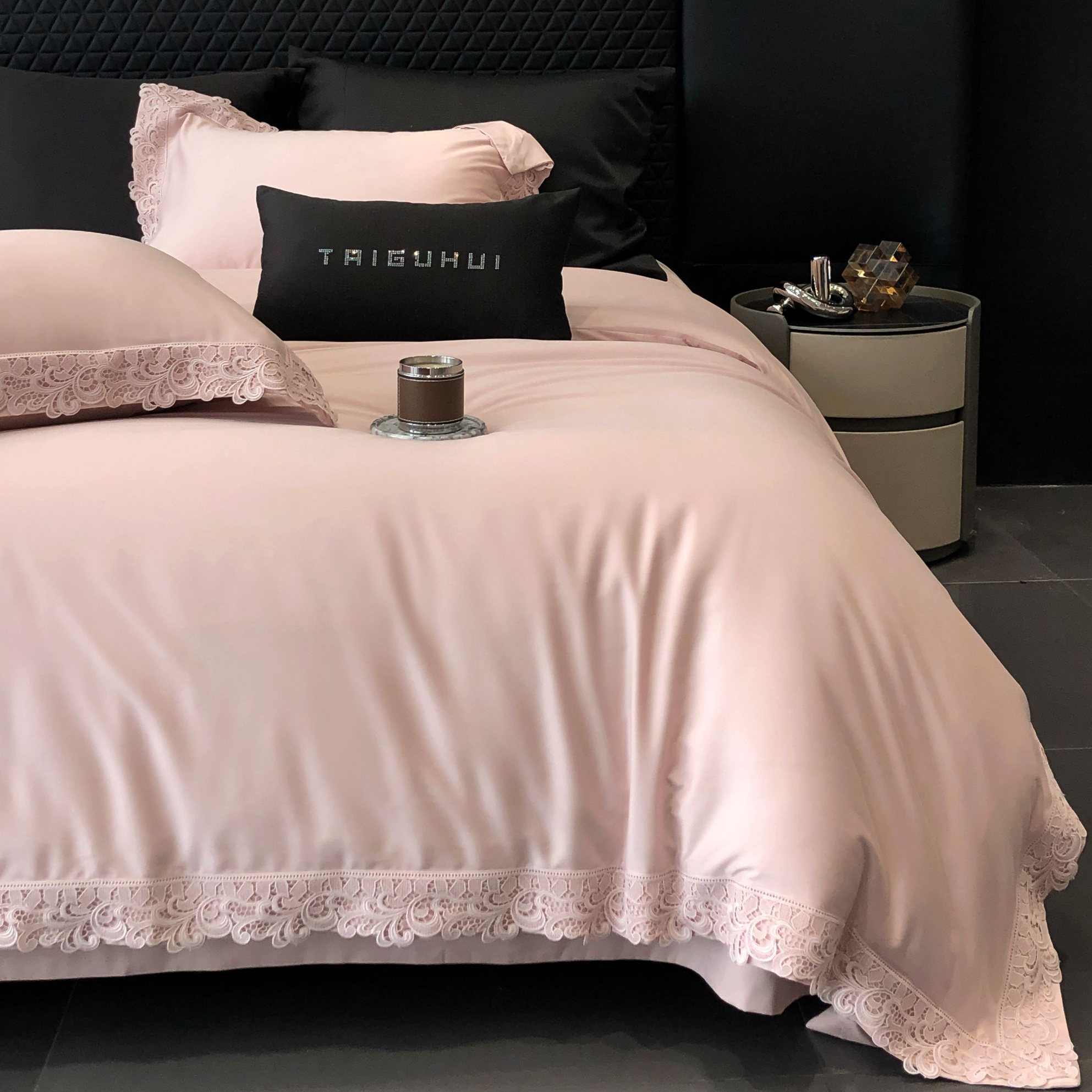 【沐梵家居】新品定制！超细旦天丝棉磨毛水溶花边款四件套—巴黎晨曦