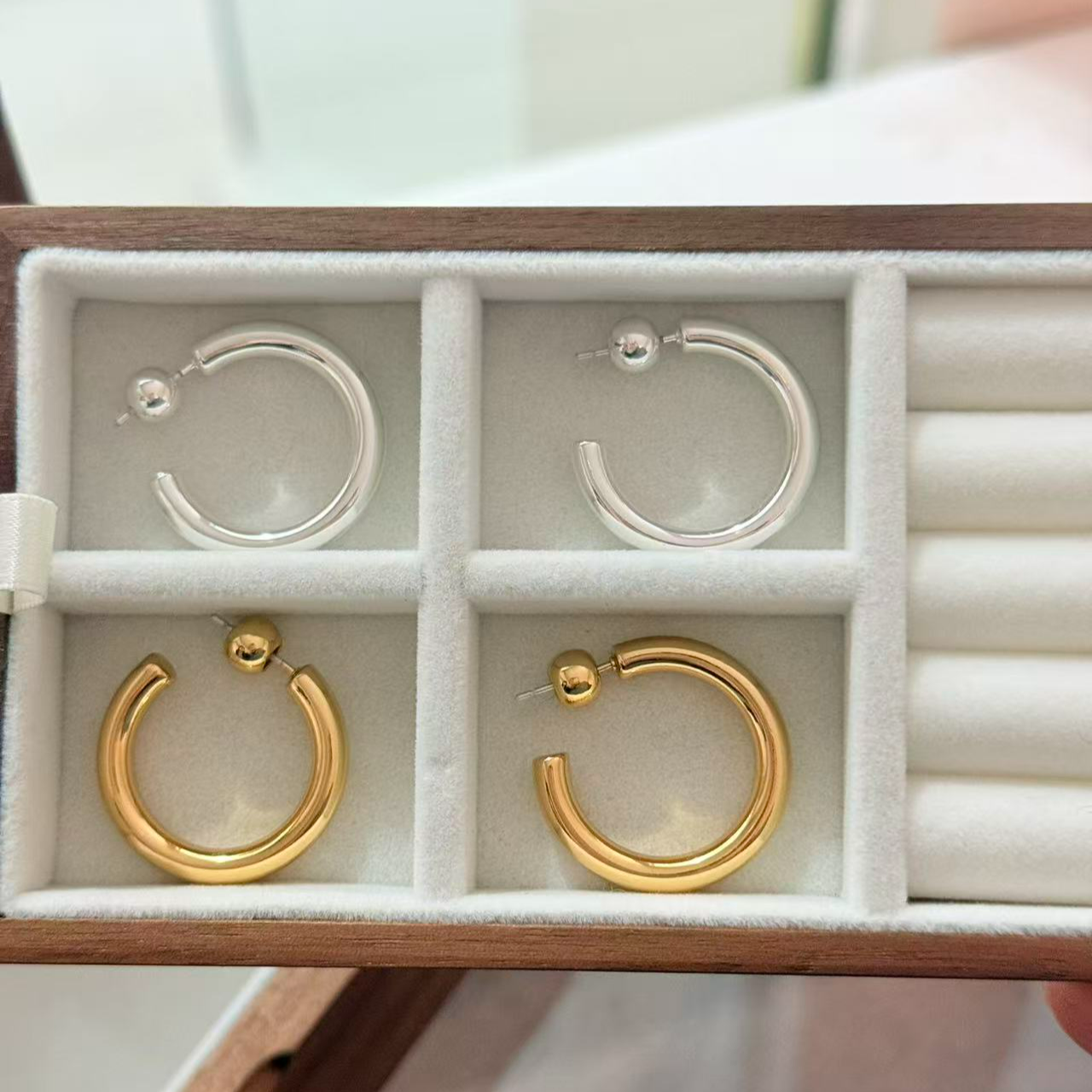 铜合金耳饰 2.5素圈光面耳环 简单百搭