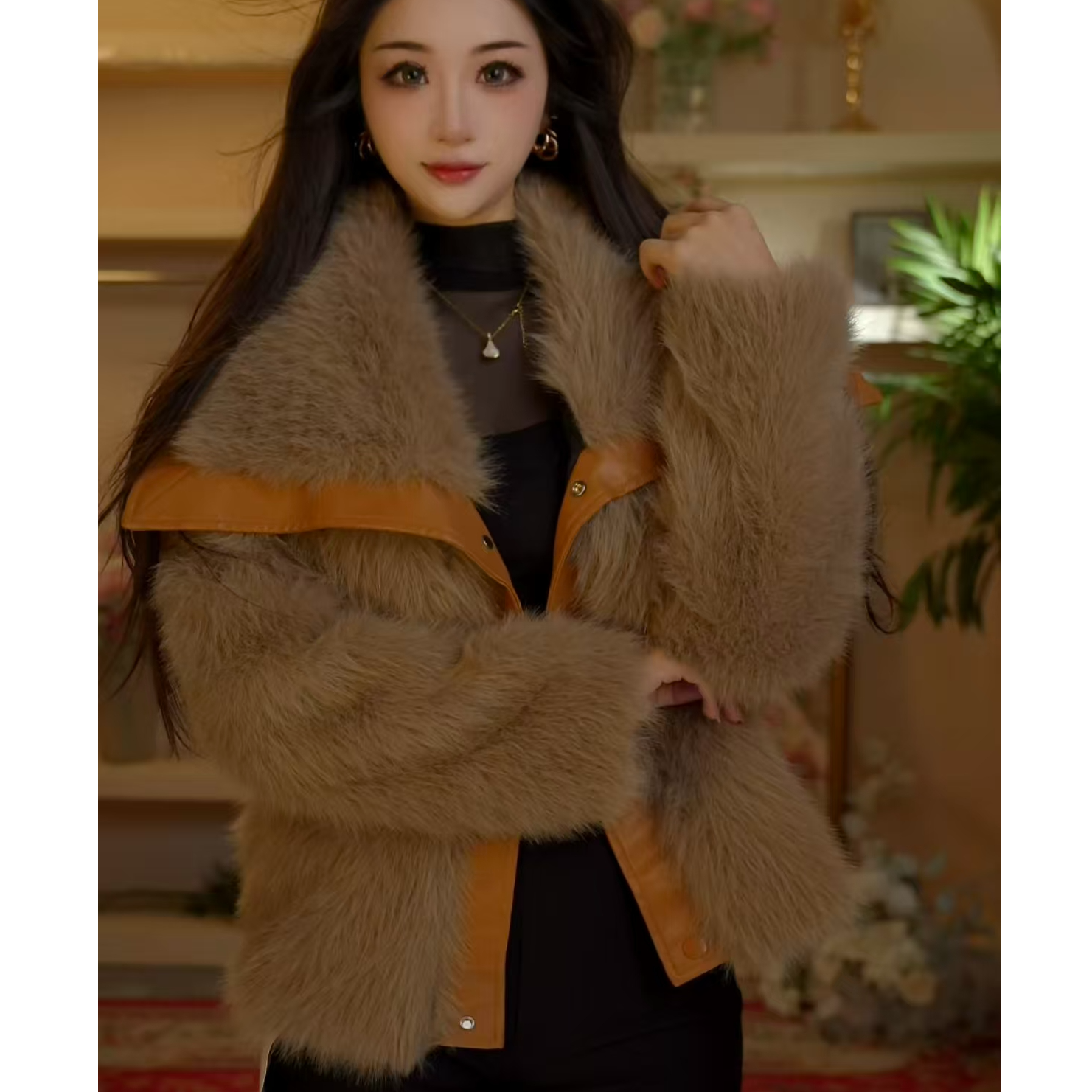 海宁四 2025新款冬季轻奢保暖时尚洋气冬季女外套25832