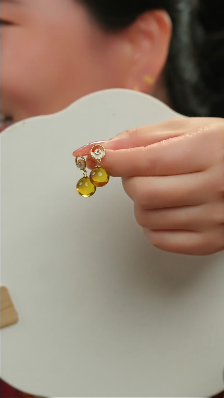 【闪购商品】蓝珀耳饰银S925镶嵌12+墨西哥净水蓝珀耳坠（耳扣款）