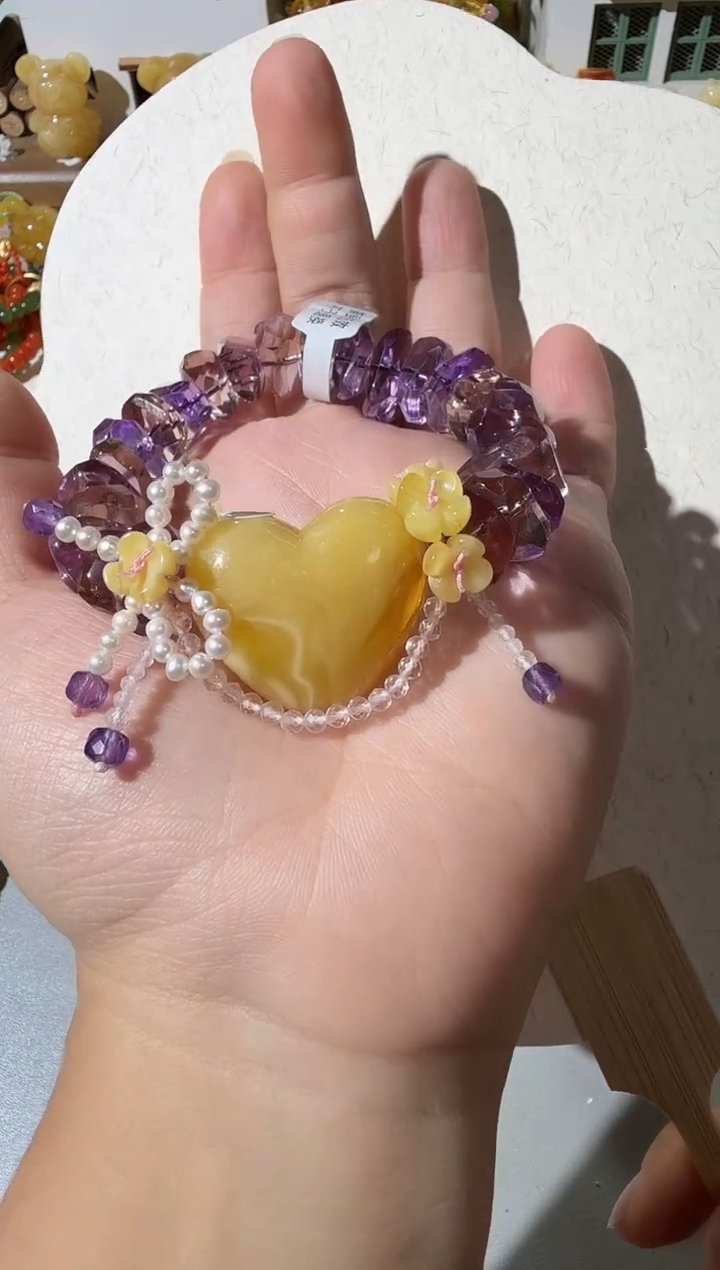 【闪购商品】蜜蜡手链未镶嵌蜜蜡爱心手链