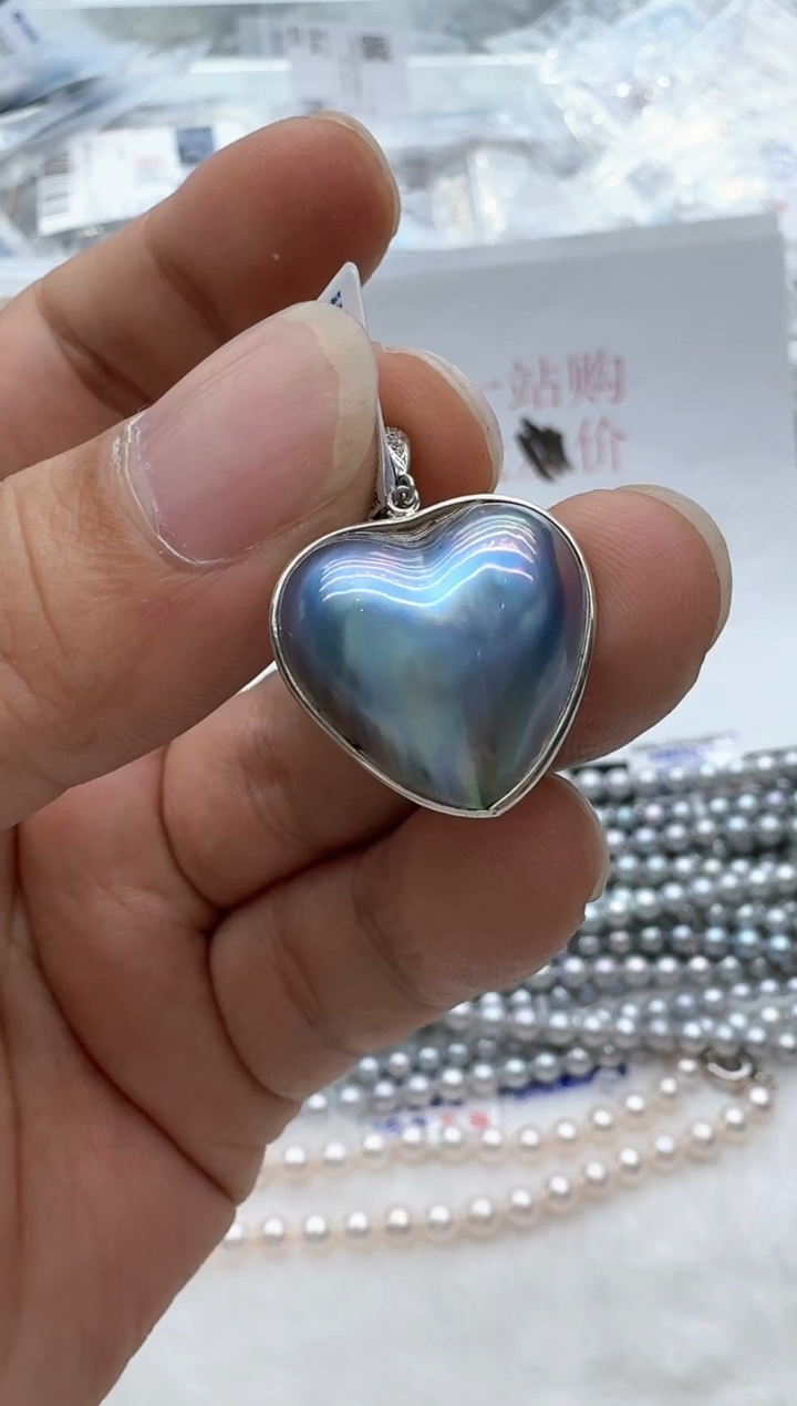 【闪购商品】拼合珍珠（马贝珠）颈饰银S925镶嵌清货