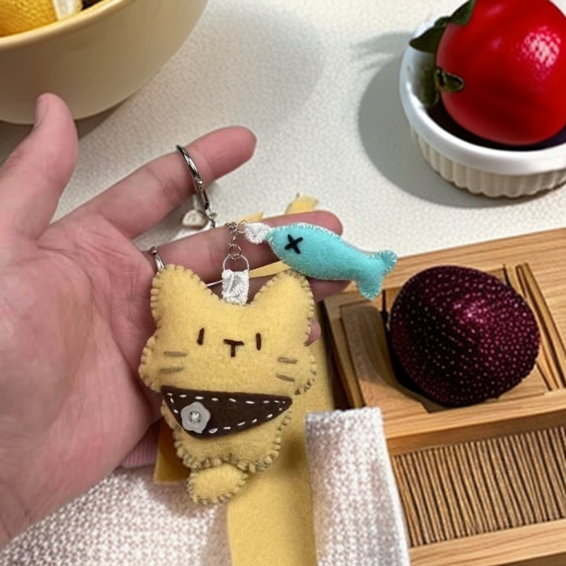 可爱的小猫小鱼香囊挂件手工DIY钥匙扣材料包送男生女生礼物挂件