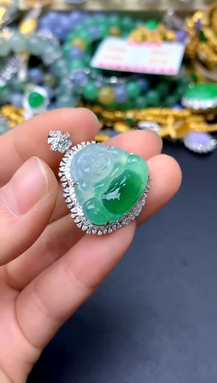 颈饰18K金镶嵌翡翠582-中国好珍宝