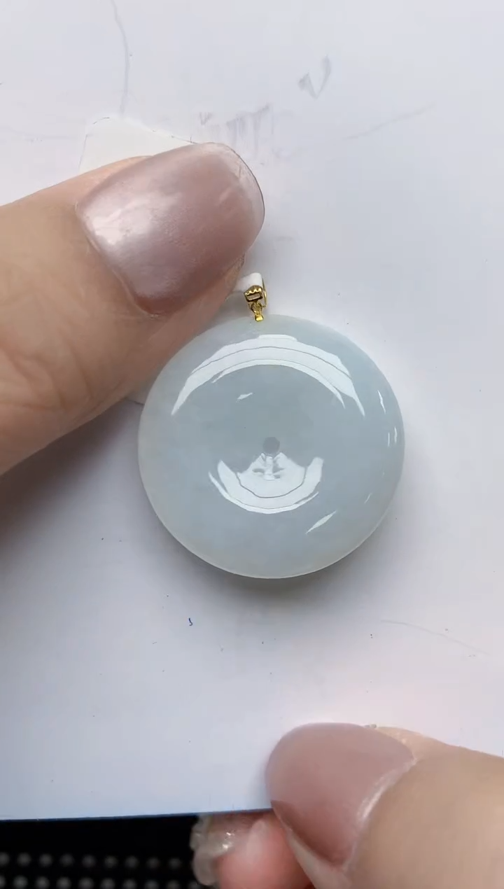 翡翠18K金镶嵌颈饰天然缅甸A货翡翠