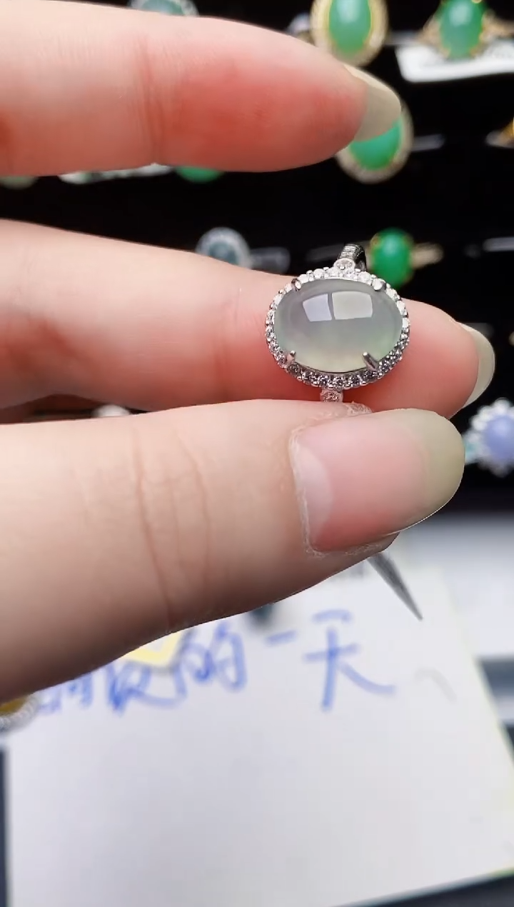 颈饰银S925镶嵌翡翠6524