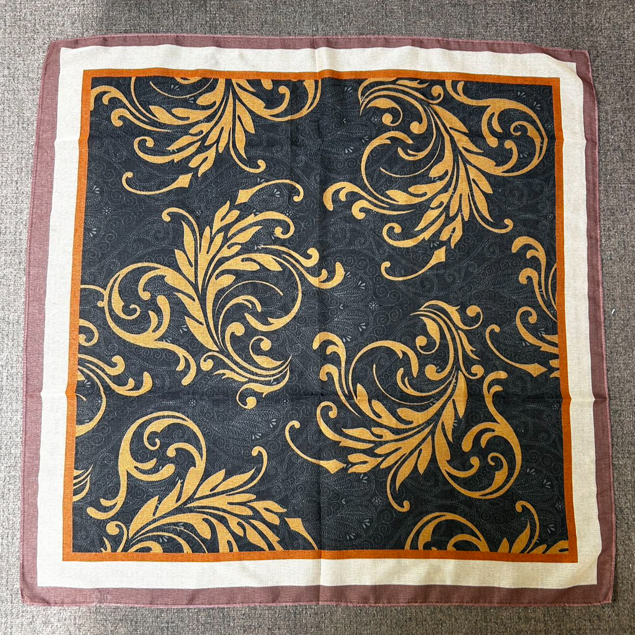 （黑金凤尾花）西丽纱围巾65*65左右小方巾
