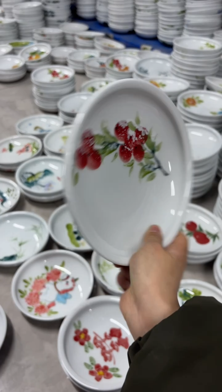 景德镇高温陶瓷食品级手绘釉中彩-小月亮盘