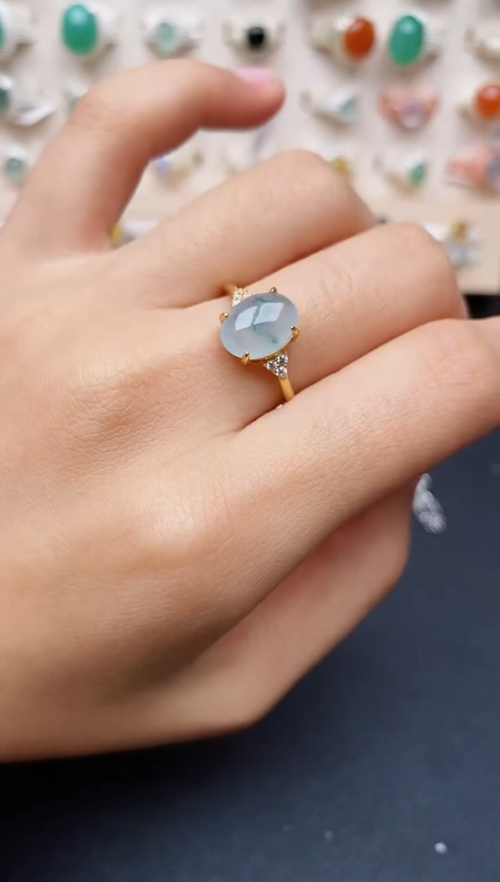 【闪购商品】翡翠戒指银S925镶嵌缅甸翡翠