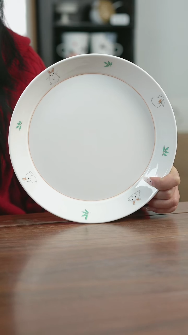 白瓷兔兔大盘微瑕微瑕