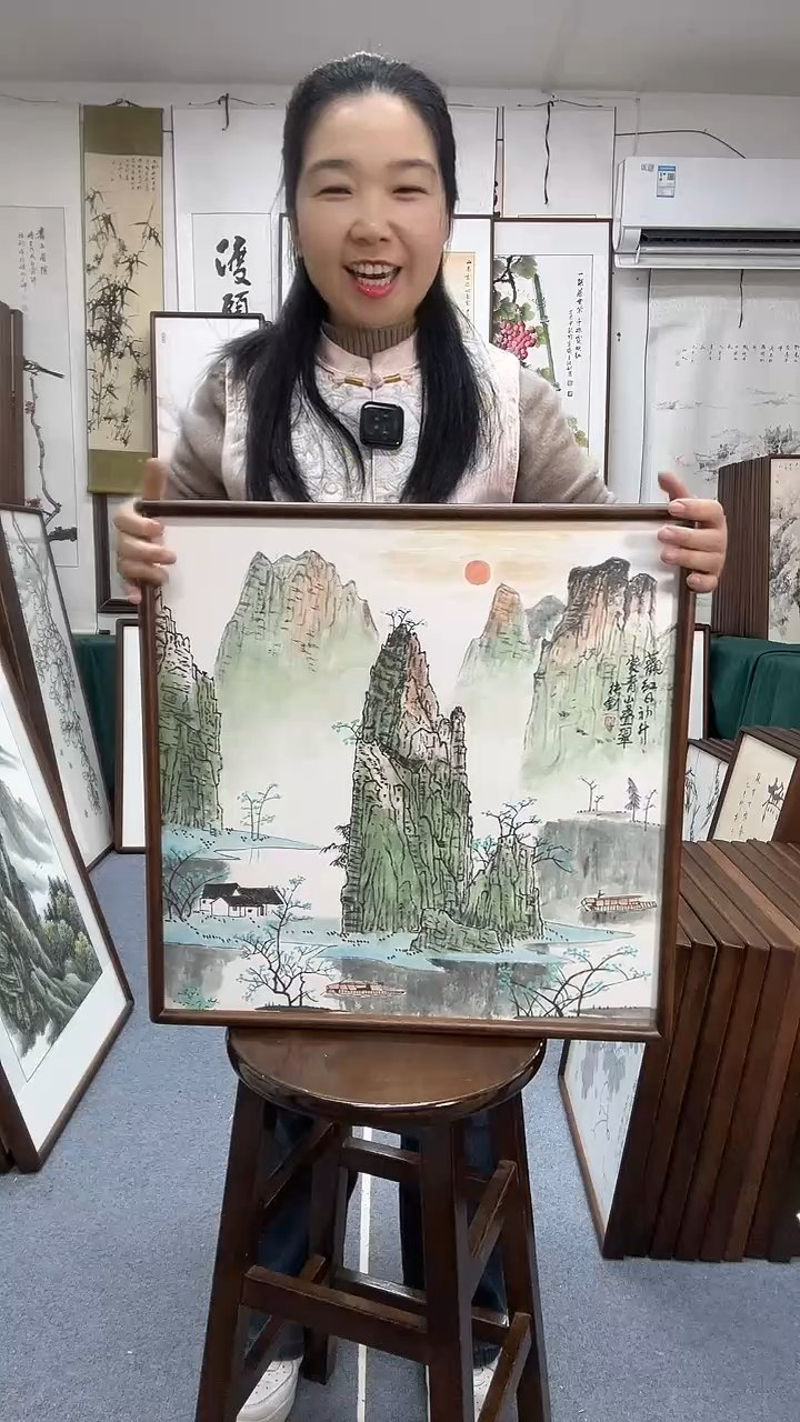 国画尺寸52*52实木画框京东包邮手绘