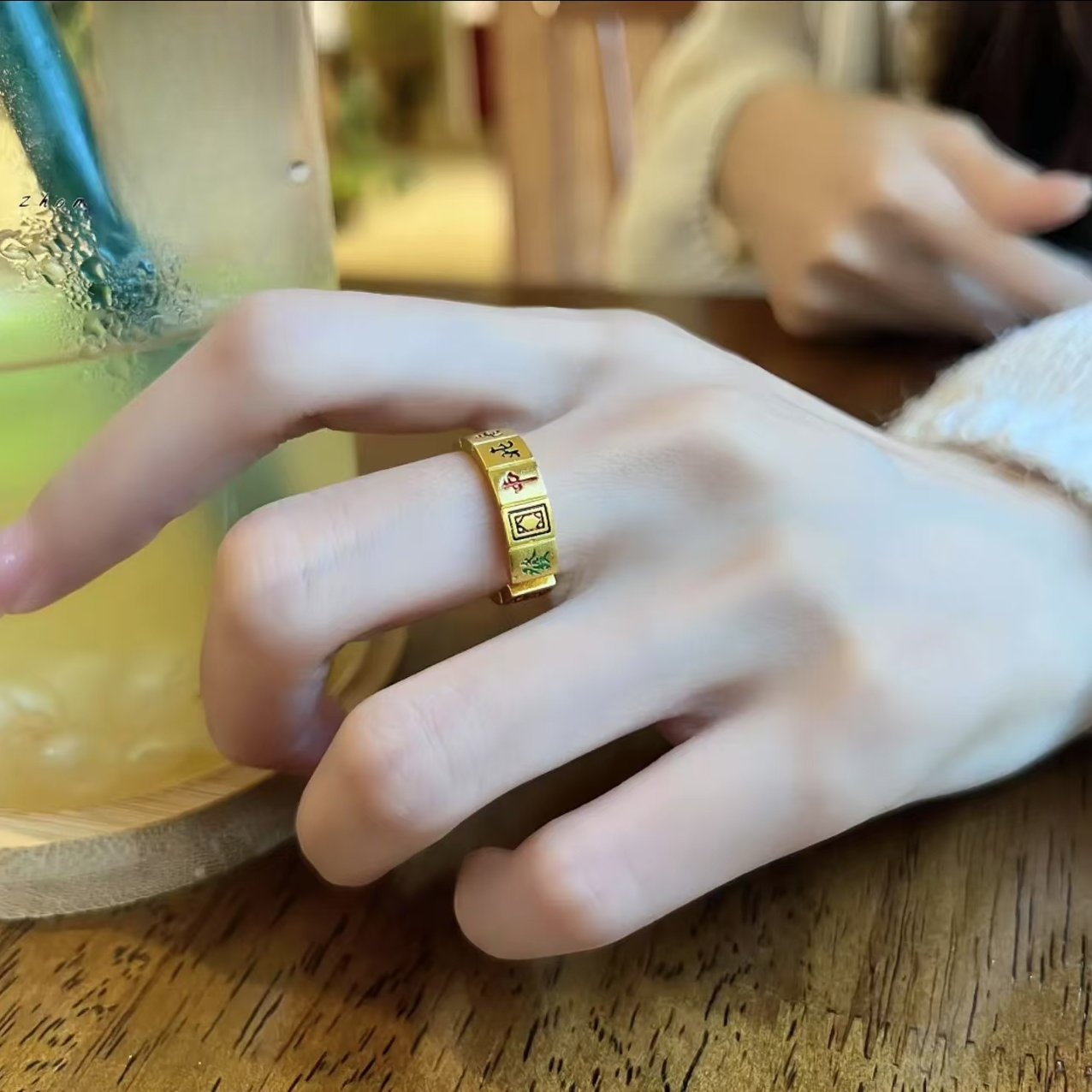 铜合金戒指 十三幺麻将戒指2025本命把把胡碰杠杠上开花手饰戒指
