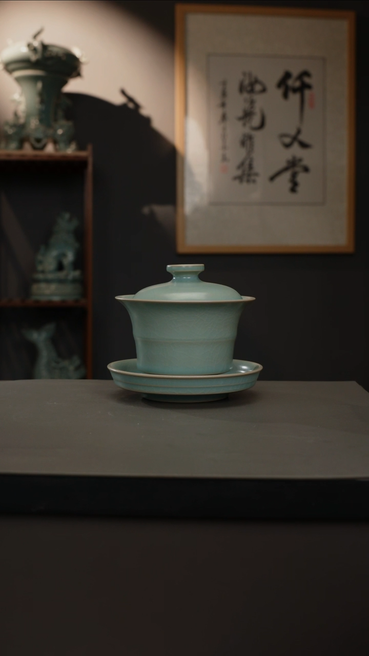 【闪购商品】杯仿古釉原矿 竹节盖碗