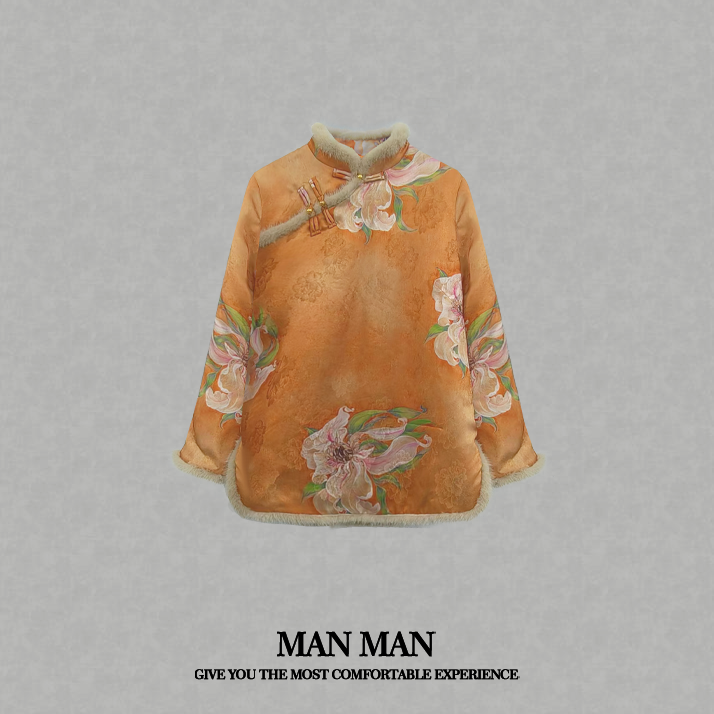 满满-『花清舞貂毛国风衫』24424重工气质舒适保暖百搭