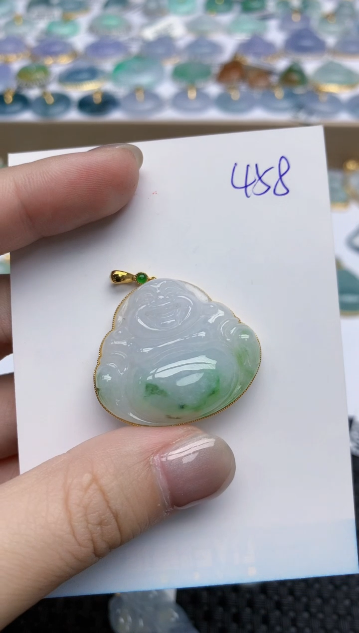 【闪购商品】翡翠颈饰18K金镶嵌天然翡翠A货