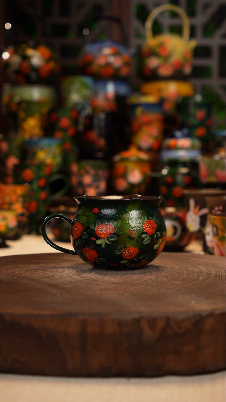 紫砂 油画手绘釉下彩