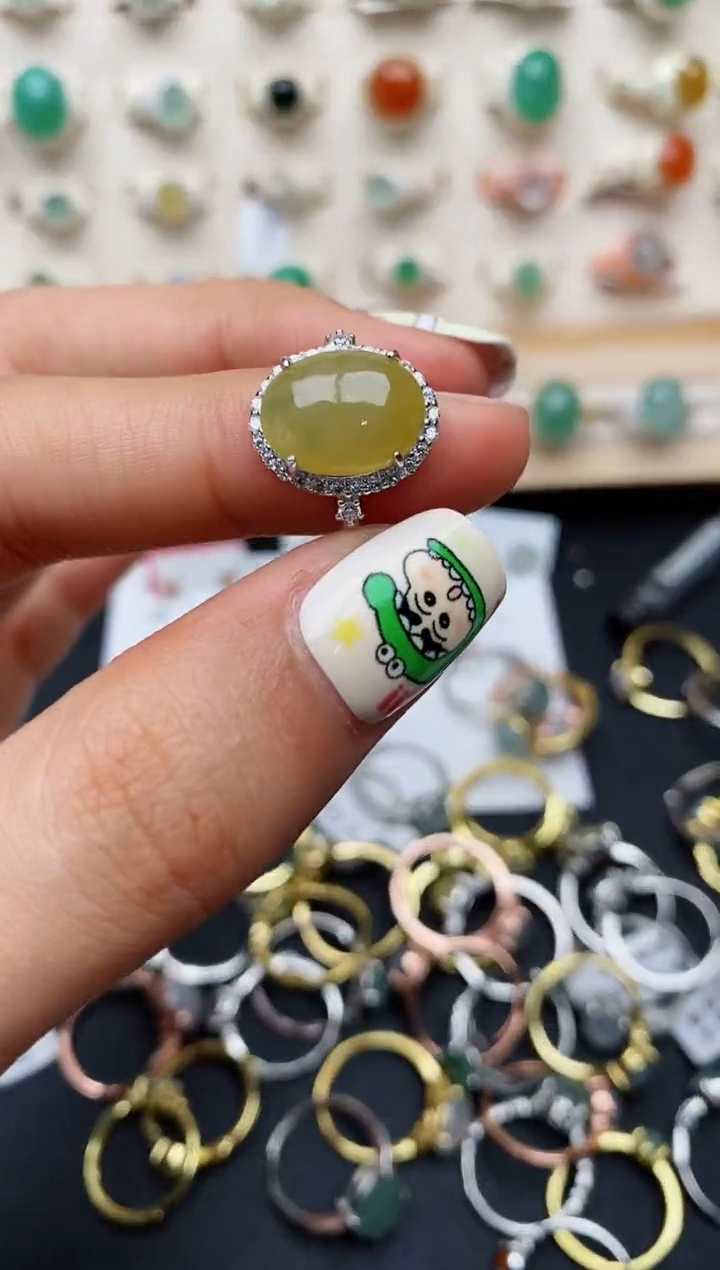 【闪购商品】翡翠戒指银S925镶嵌缅甸翡翠