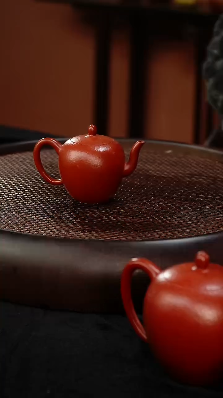 茶壶紫砂美人肩 朱泥