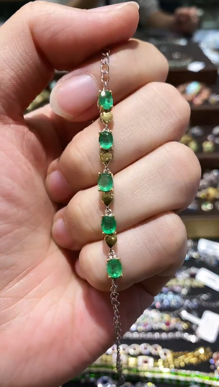 【闪购商品】祖母绿手链银S925镶嵌手链