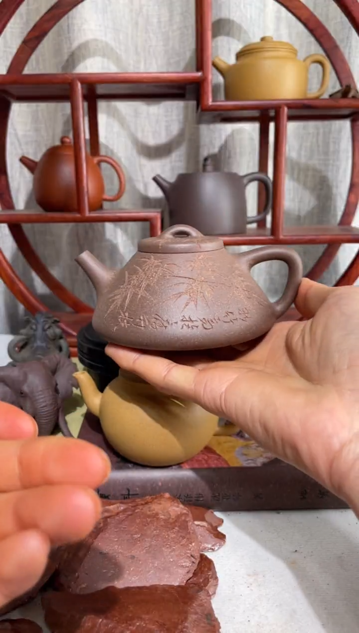 【闪购商品】紫砂茶壶大水潭清灰紫手工泥子冶石瓢210cc