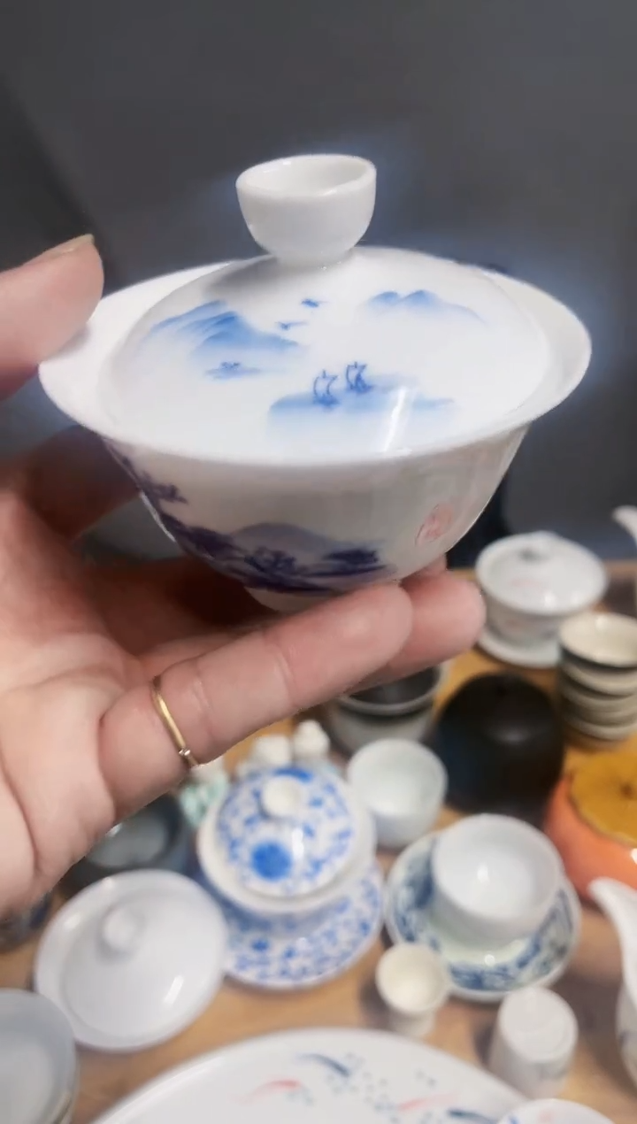 【闪购商品】【瓷心匠物】直播间福利山水两才盖碗