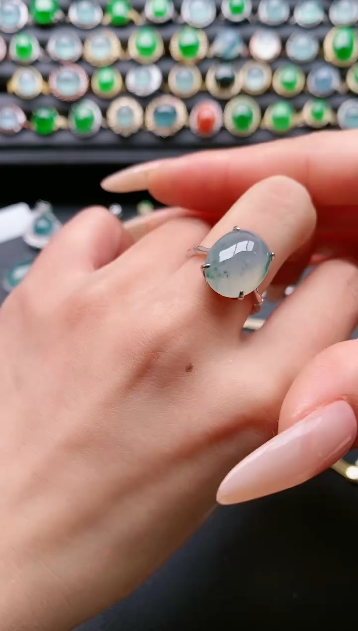 【闪购商品】翡翠戒指银S925镶嵌111111