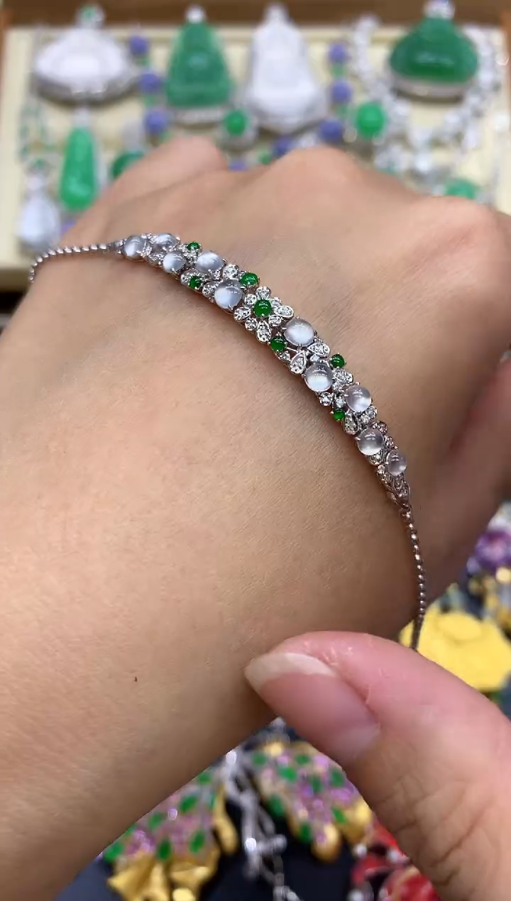 18K金镶嵌手链翡翠214-中国好珍宝